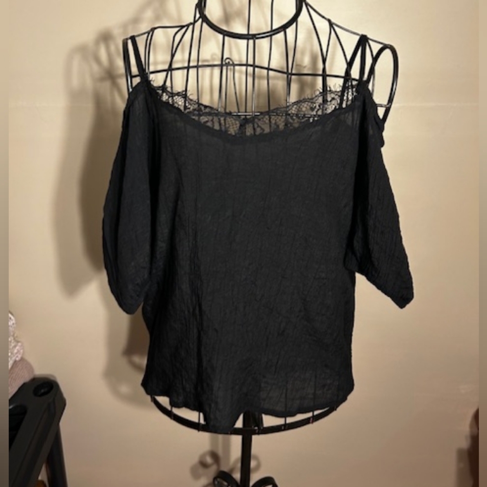 size extra large womens blouse black light weight casual dress shirt